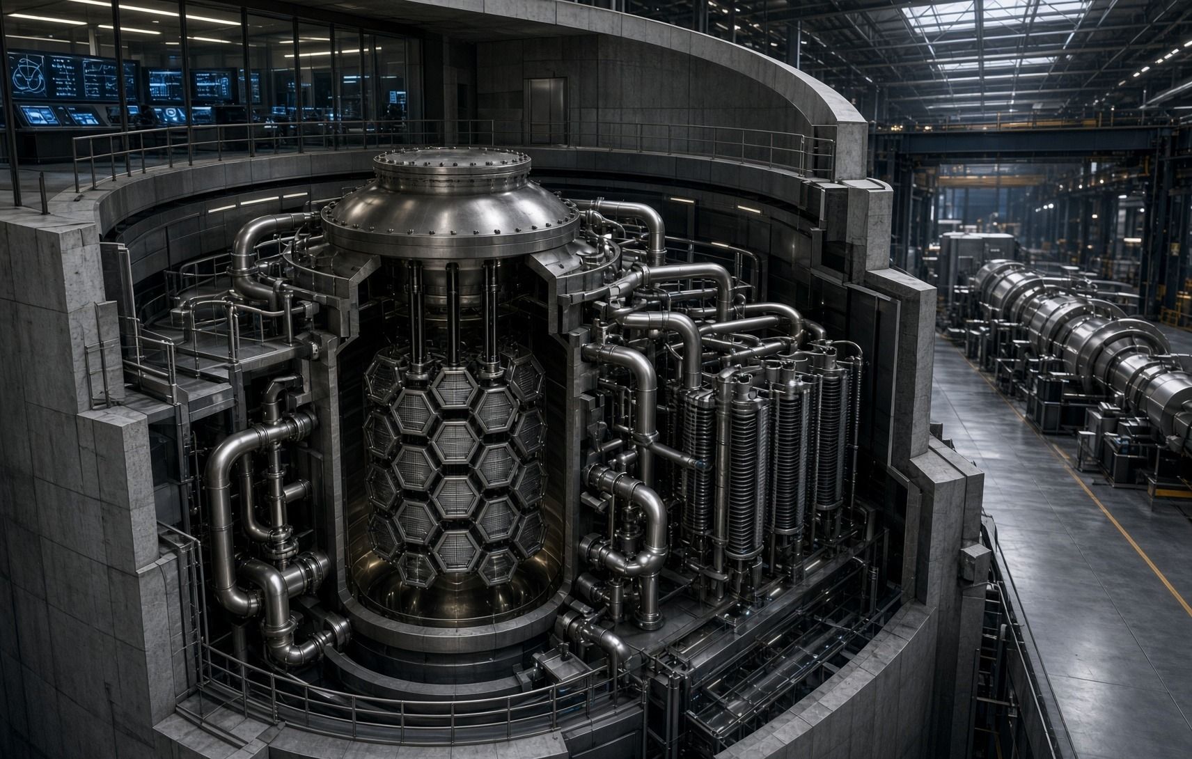 Illustration of an advanced reactor module inside its building